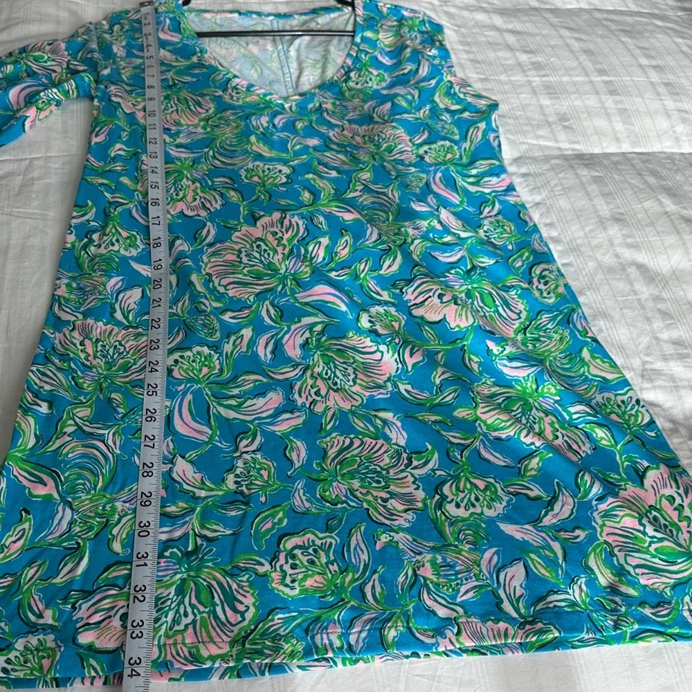 Lilly Pulitzer Tessa Print Cumulus Blue Chick Magnet Floral Dress Size Medium - Picture 7 of 7